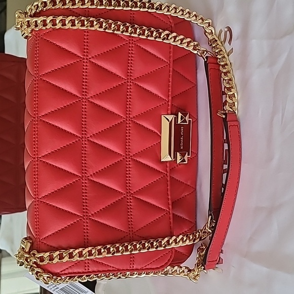 Michael Kors Red Quilted Crossbody Bag - Picture 1 of 12